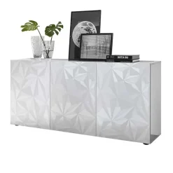 Madia 181x84h cm 3 ante bianco lucido laccato con serigrafia Marvis