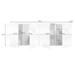 Madia 241x84h cm 4 ante bianco lucido con specchio e serigrafia Olimpo