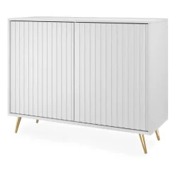 Madia 104x78h cm 2 ante cannettate moderna bianco Celestia