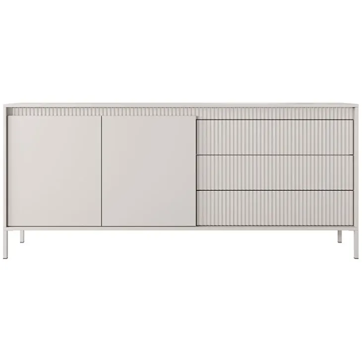 Madia 187x82h cm 2 ante 3 cassetti beige cannettato Ciar