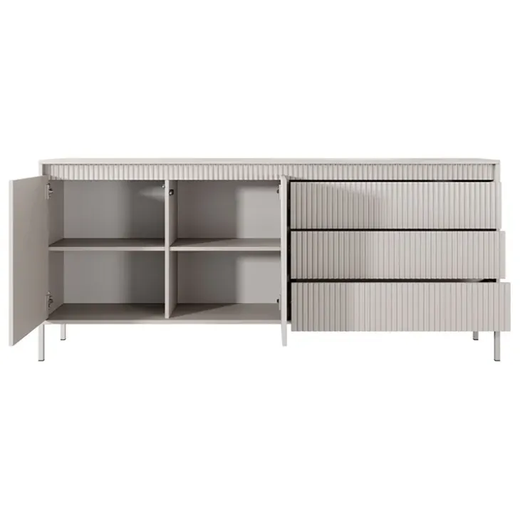 Madia 187x82h cm 2 ante 3 cassetti beige cannettato Ciar