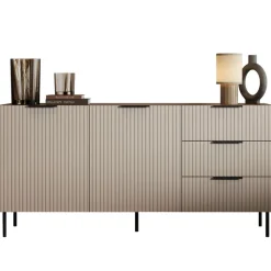Madia 156x76h cm 2 ante 3 cassetti beige cashmere noce Serenia