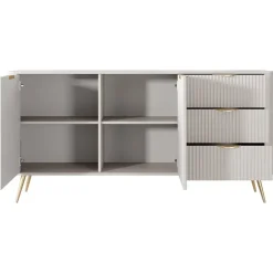 Madia 163x81h cm 2 ante 3 cassetti beige cannettato Ramis
