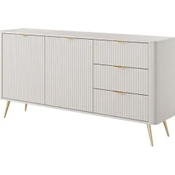 Madia 163x81h cm 2 ante 3 cassetti beige cannettato Ramis