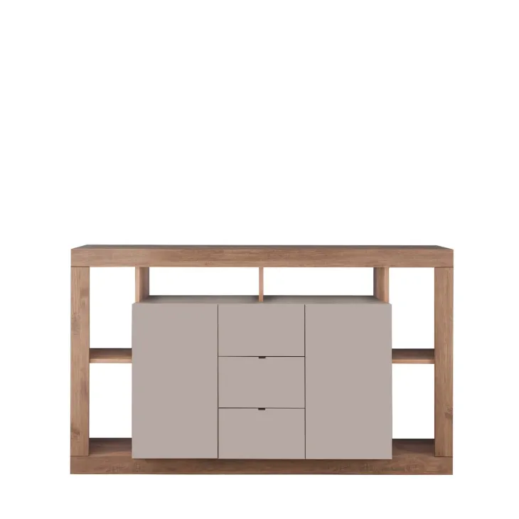 Madia 172x102h cm 2 ante 3 cassetti beige cashmere rovere scuro Trilogy