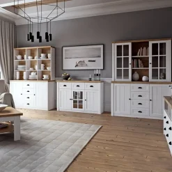 Madia 130x88h cm 2 ante 4 cassetti bianco frassinato rovere Provenza