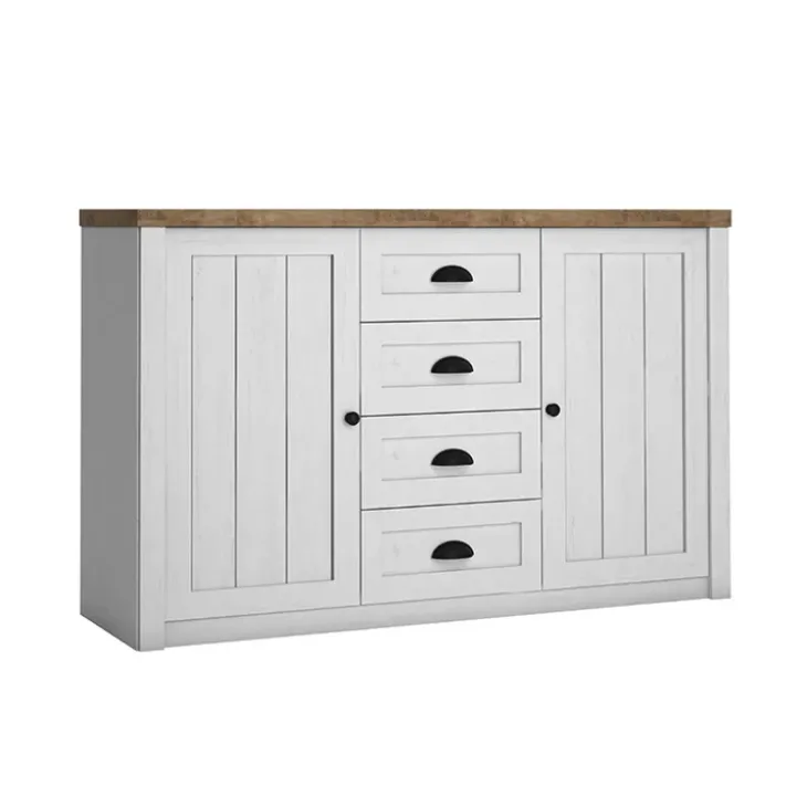 Madia 130x88h cm 2 ante 4 cassetti bianco frassinato rovere Provenza