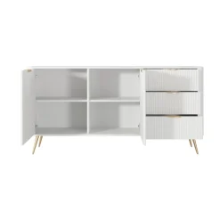 Madia 163x81h cm 2 ante 3 cassetti bianco opaco cannettato Ramis