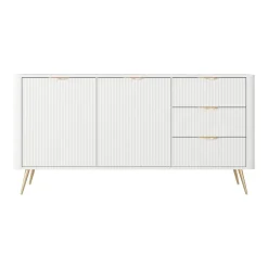 Madia 163x81h cm 2 ante 3 cassetti bianco opaco cannettato Ramis