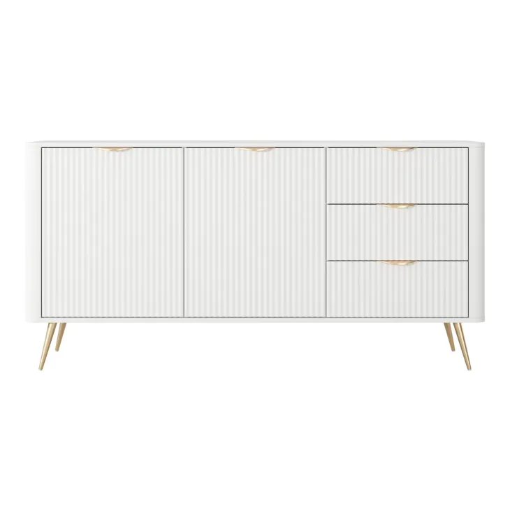 Madia 163x81h cm 2 ante 3 cassetti bianco opaco cannettato Ramis