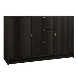 Madia 118x75h cm 2 ante 3 cassetti cannettato nero Athena