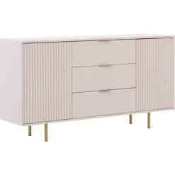 Madia 150x80h cm 2 ante 3 cassetti cannettato moderna beige Vanessa