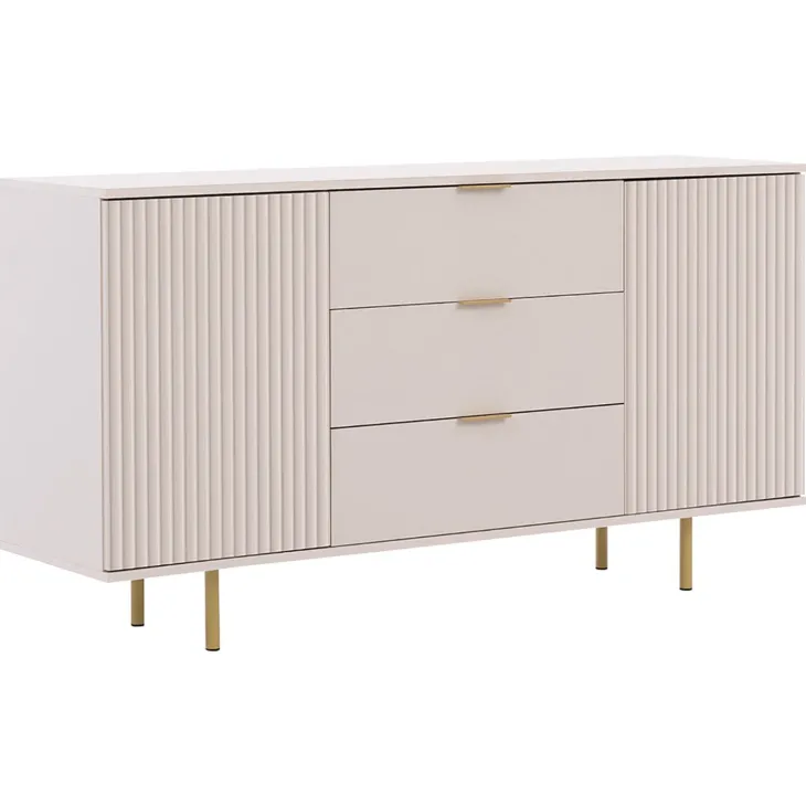 Madia 150x80h cm 2 ante 3 cassetti cannettato moderna beige Vanessa