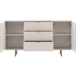 Madia 150x80h cm 2 ante 3 cassetti cannettato moderna beige Vanessa