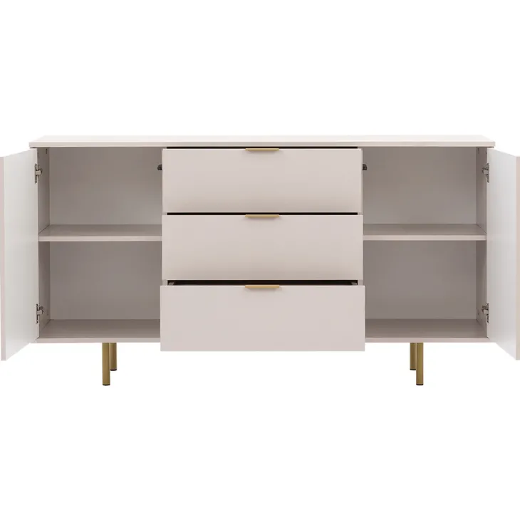 Madia 150x80h cm 2 ante 3 cassetti cannettato moderna beige Vanessa