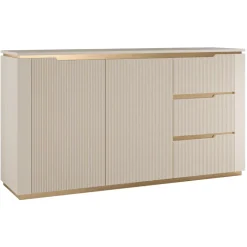 Madia 153x84h cm 2 ante 3 cassetti cannettato beige cashmere oro Gatsby