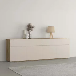 Madia 200x64h cm 4 ante 2 cassetti cashmere rovere Delia