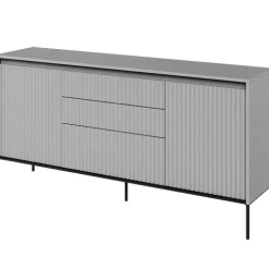 Madia 166x83h cm 2 ante 3 cassetti con led cannettato grigio nero Camelia