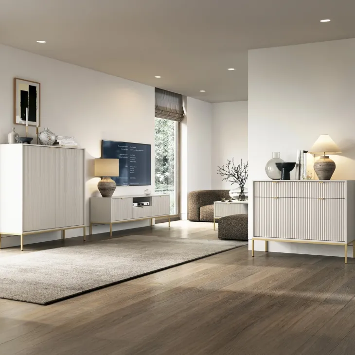 Madia 104x83h cm 2 ante 2 cassetti moderna design beige Alisa