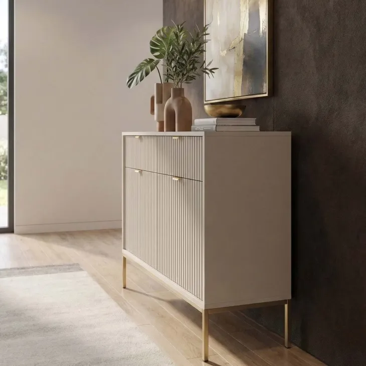 Madia 104x83h cm 2 ante 2 cassetti moderna design beige Alisa