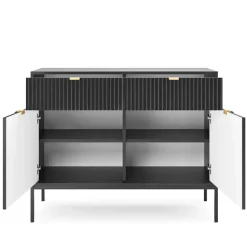 Madia 104x83h cm 2 ante 2 cassetti moderna nero cannettato Alisa