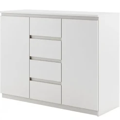 Madia 109x85h cm 2 ante 4 cassetti moderna bianco opaco Ombra