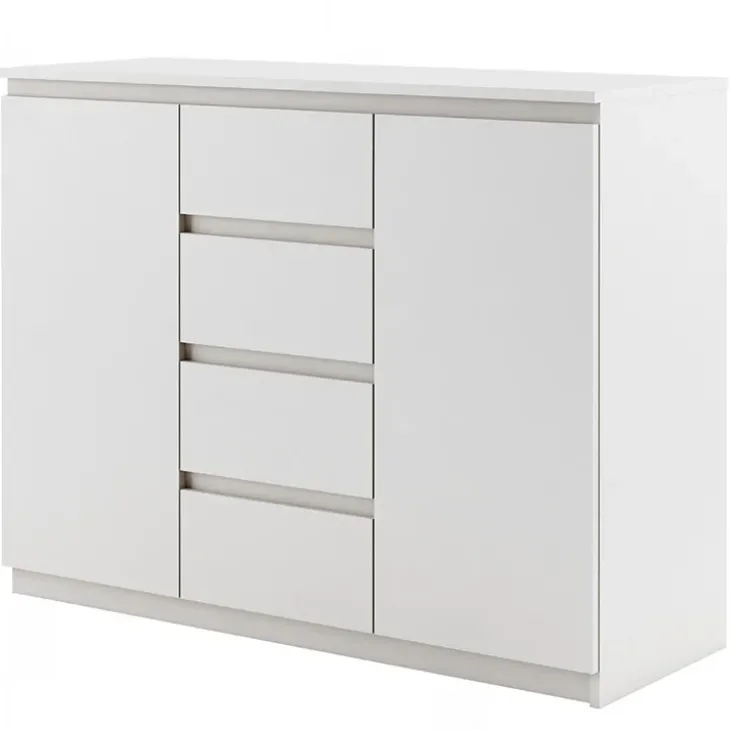 Madia 109x85h cm 2 ante 4 cassetti moderna bianco opaco Ombra