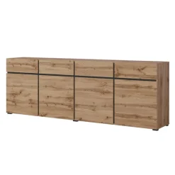 Madia 225x78h cm 4 ante 4 cassetti moderna rovere nero Lolla