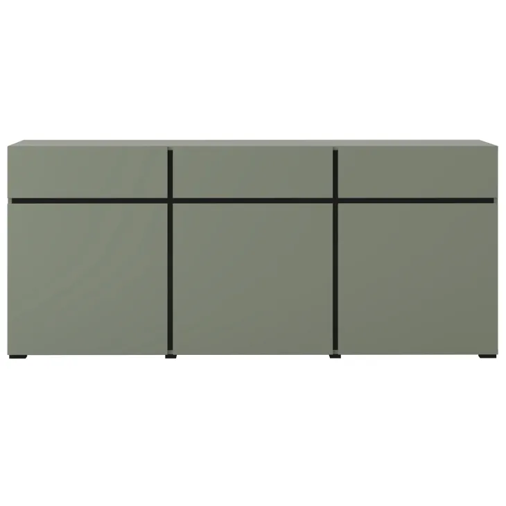 Madia 180x78h cm 3 ante 3 cassetti moderna verde nero Lolla