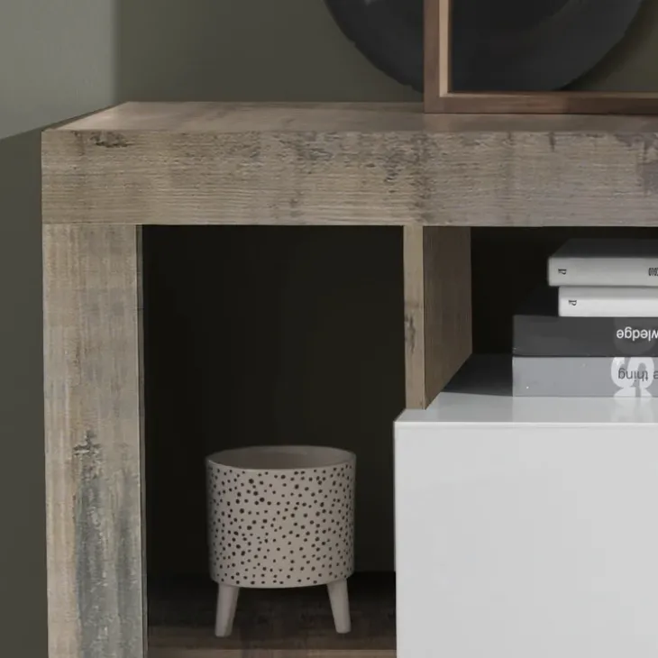 Madia 146x93h cm 2 ante 3 cassetti moderna bianco lucido pero Invictus