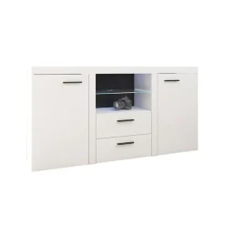 Madia 157x82h cm 2 ante 2 cassetti moderna con led bianco Haarlem