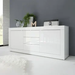 Madia 210x86h cm 2 ante 3 cassetti moderna bianco lucido Eternity