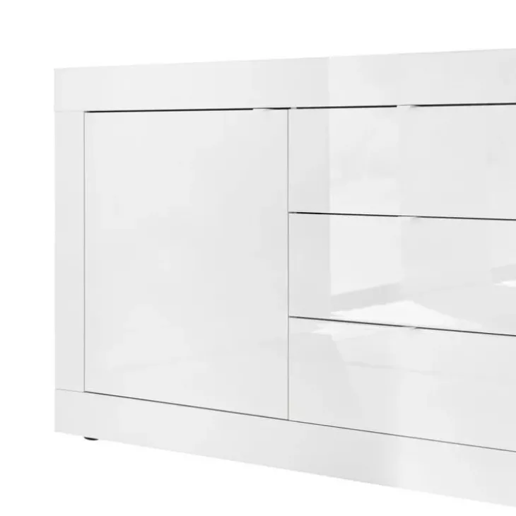 Madia 210x86h cm 2 ante 3 cassetti moderna bianco lucido Eternity