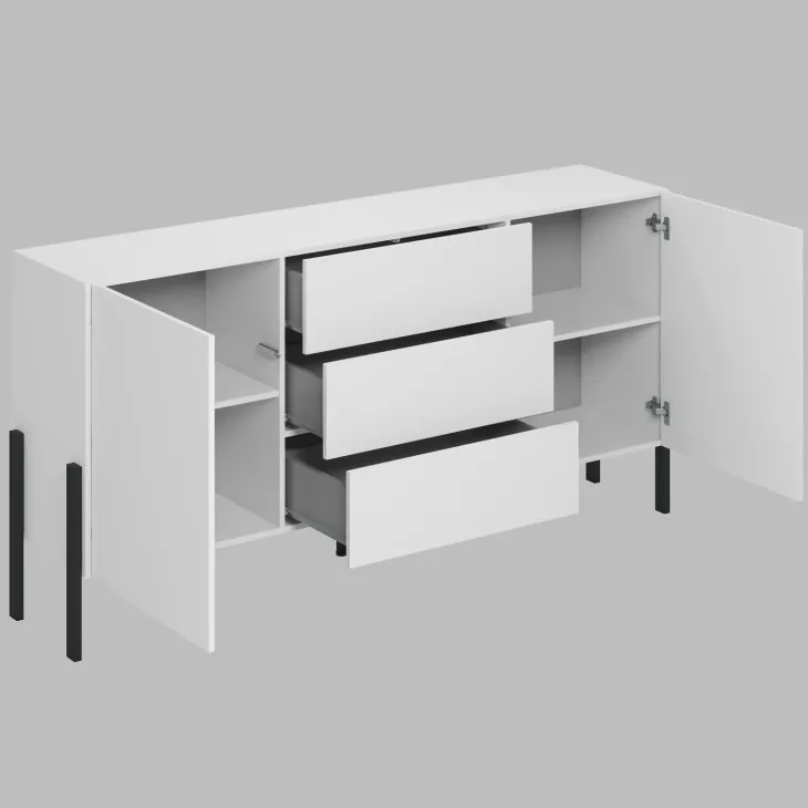 Madia 180x90h cm 2 ante 3 cassetti moderna bianco Simple