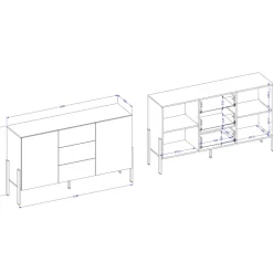 Madia 150x90h cm 2 ante 3 cassetti moderna bianco Simple