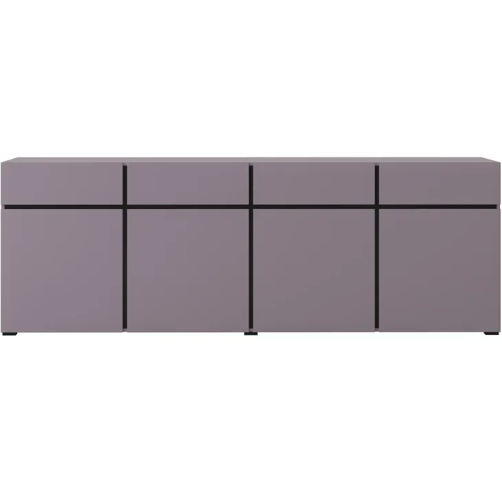 Madia 225x78h cm 4 ante 4 cassetti moderna lilla nero Lolla