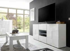Madia 181x84h cm 2 ante 2 cassetti moderna bianco lucido Obsession