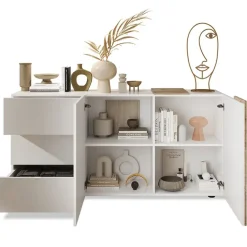 Madia 181x86h cm 2 ante 3 cassetti moderna bianco lucido rovere Universal