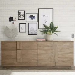 Madia 241x90h cm 2 ante 3 cassetti moderna rovere scuro Alvarez