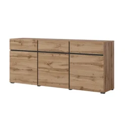 Madia 180x78h cm 3 ante 3 cassetti moderna rovere nero Lolla