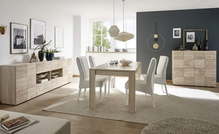 Madia 241x84h cm 2 ante 4 cassetti moderna rovere samoa Paradise