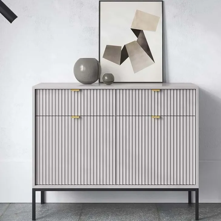 Madia 104x83h cm 2 ante 2 cassetti moderna grigio Alisa