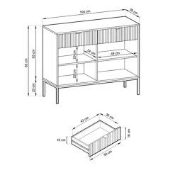 Madia 104x83h cm 2 ante 2 cassetti moderna design verde Alisa