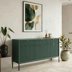 Madia 154x83h cm 3 ante 3 cassetti moderna verde Alisa