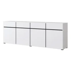 Madia 225x78h cm 4 ante 4 cassetti moderna bianco opaco nero Lolla