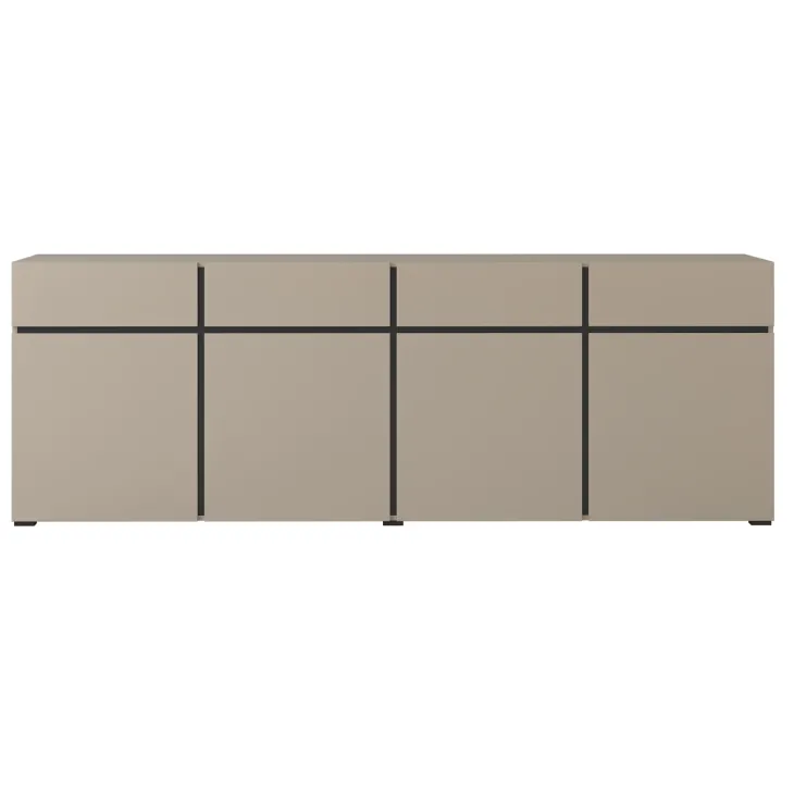 Madia 225x78h cm 4 ante 4 cassetti moderna tortora nero Lolla