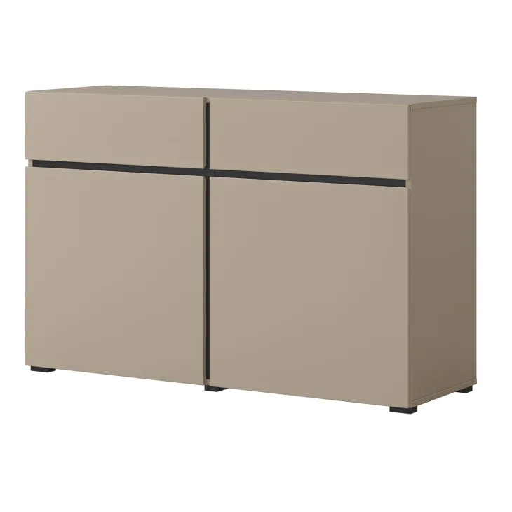Madia 120x78h cm 2 ante 2 cassetti moderna tortora nero Lolla