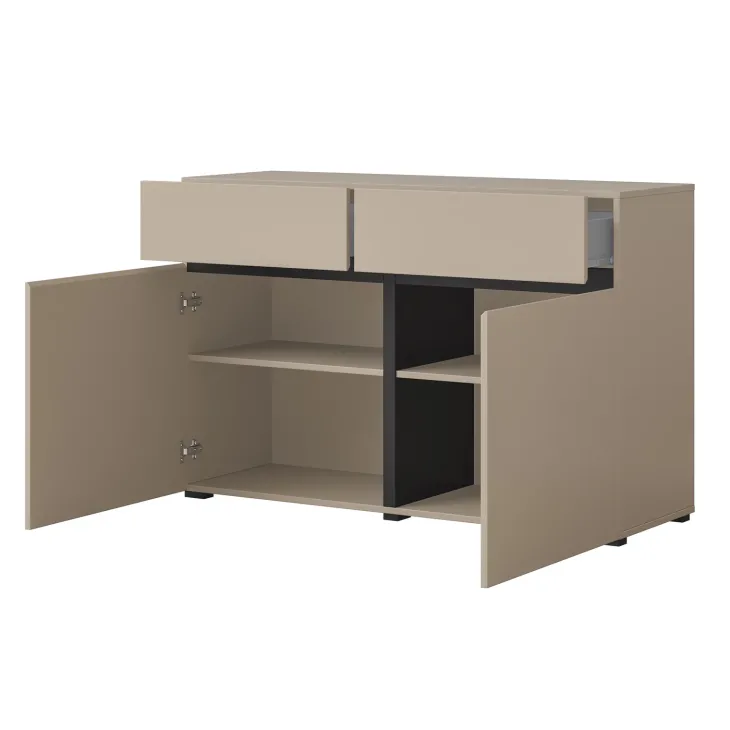 Madia 120x78h cm 2 ante 2 cassetti moderna tortora nero Lolla