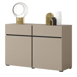 Madia 120x78h cm 2 ante 2 cassetti moderna tortora nero Lolla