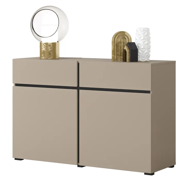 Madia 120x78h cm 2 ante 2 cassetti moderna tortora nero Lolla